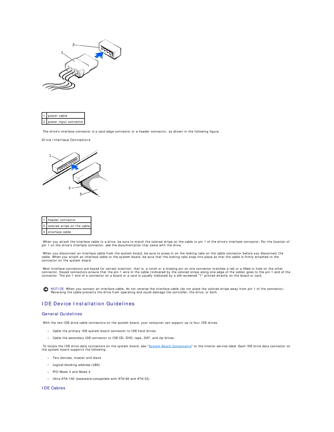 Dell 340 manual IDE Device Installation Guidelines, Drive Interface Connectors 