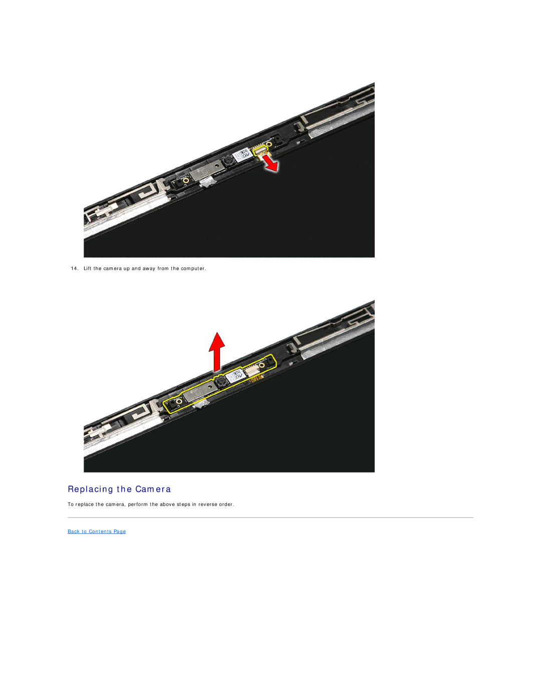 Dell 3400 specifications Replacing the Camera 