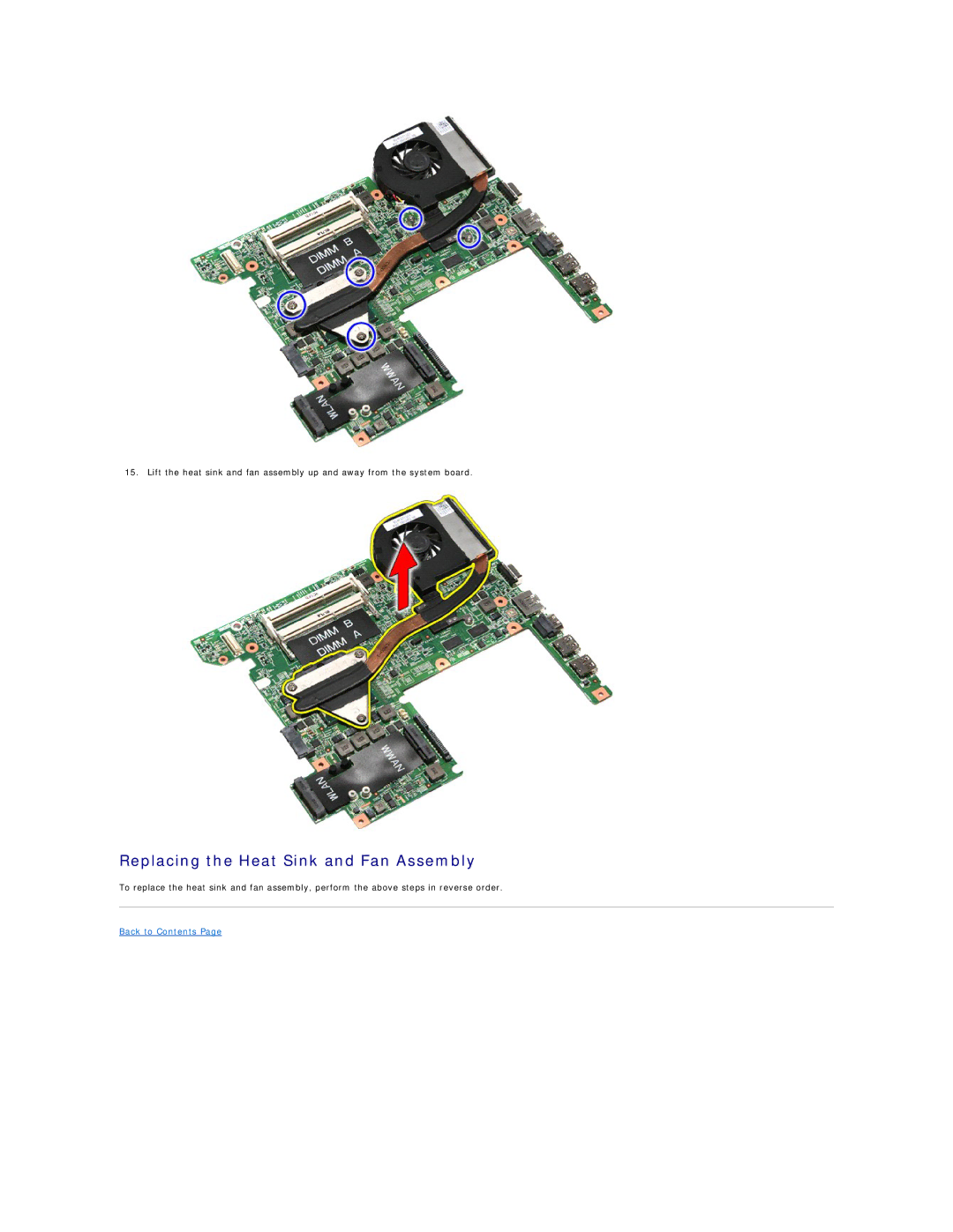 Dell 3400 specifications Replacing the Heat Sink and Fan Assembly 