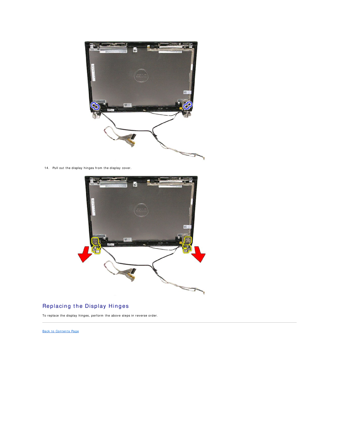 Dell 3400 specifications Replacing the Display Hinges 