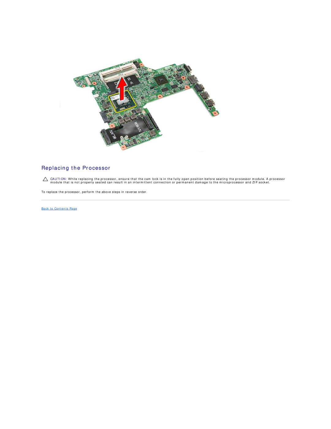 Dell 3400 specifications Replacing the Processor 