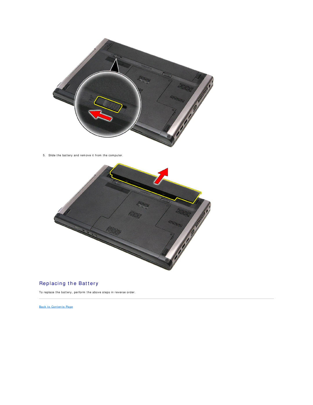 Dell 3400 specifications Replacing the Battery 