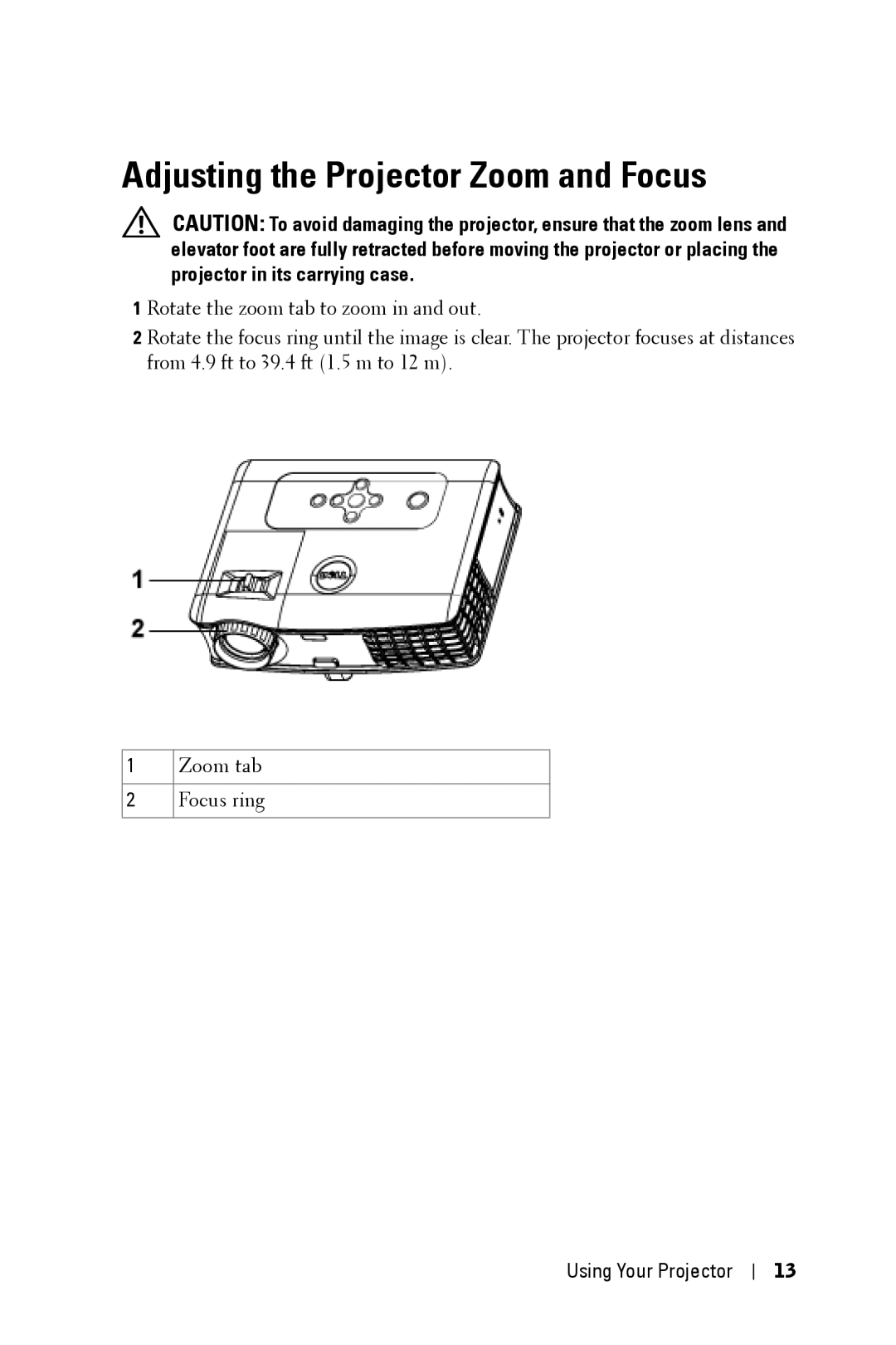 Dell 3400MP owner manual Adjusting the Projector Zoom and Focus 