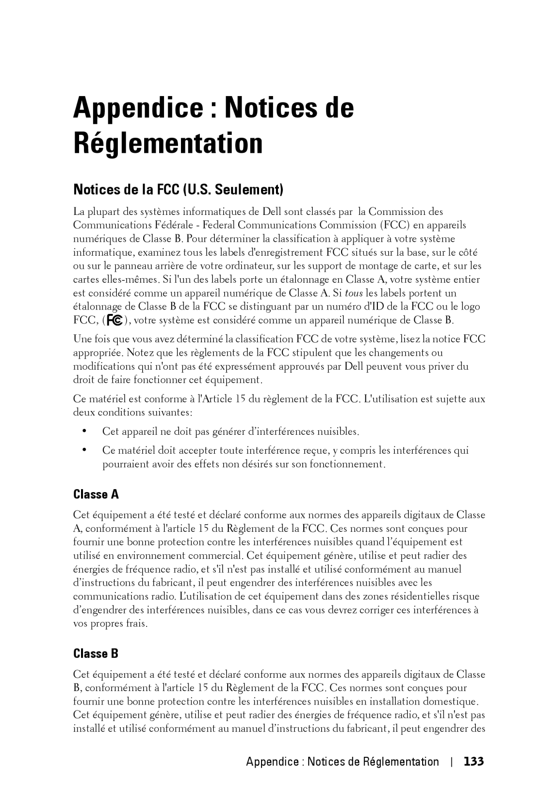 Dell 3400MP owner manual Appendice Notices de Réglementation, Classe a 