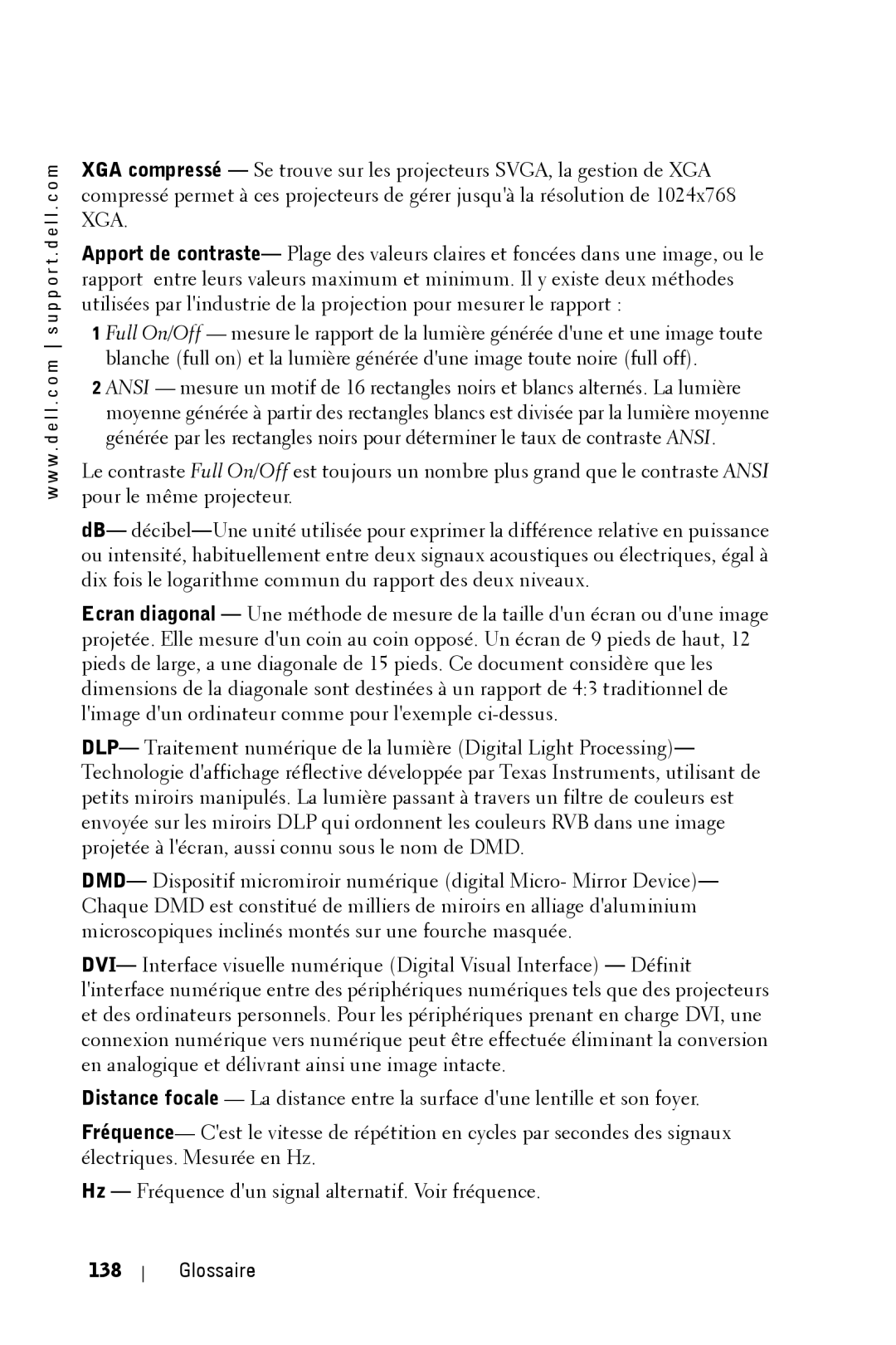 Dell 3400MP owner manual Glossaire 