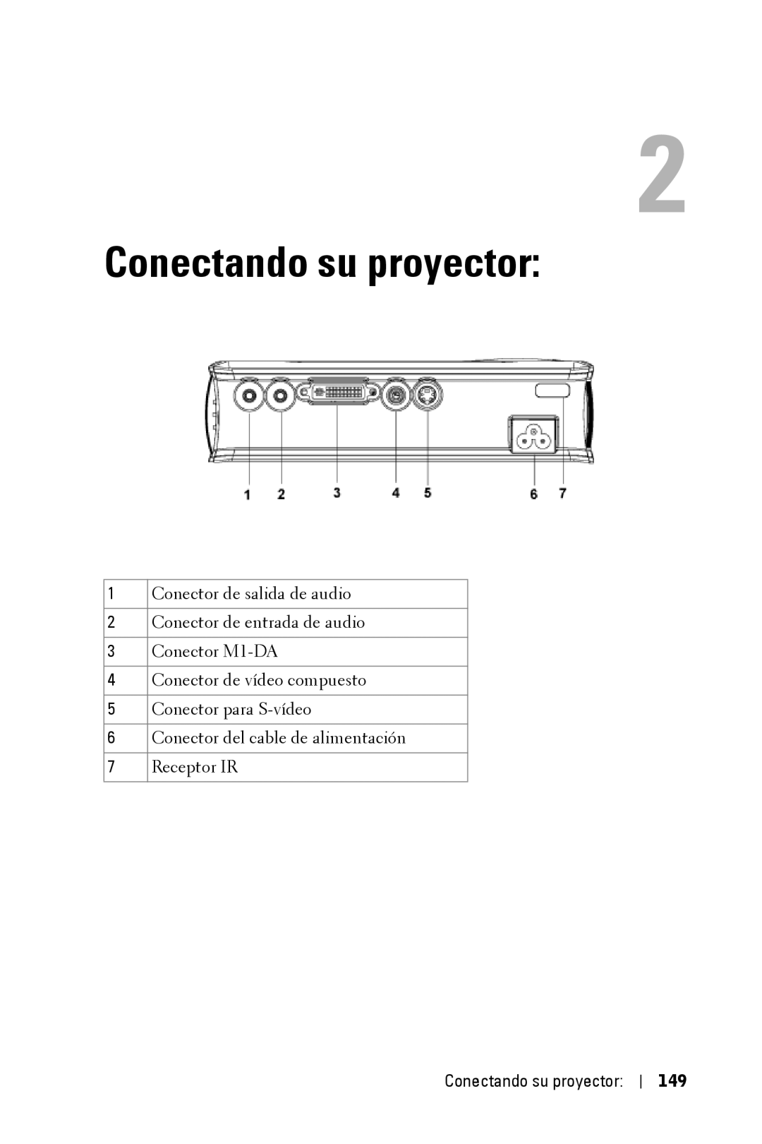 Dell 3400MP owner manual Conectando su proyector 149 