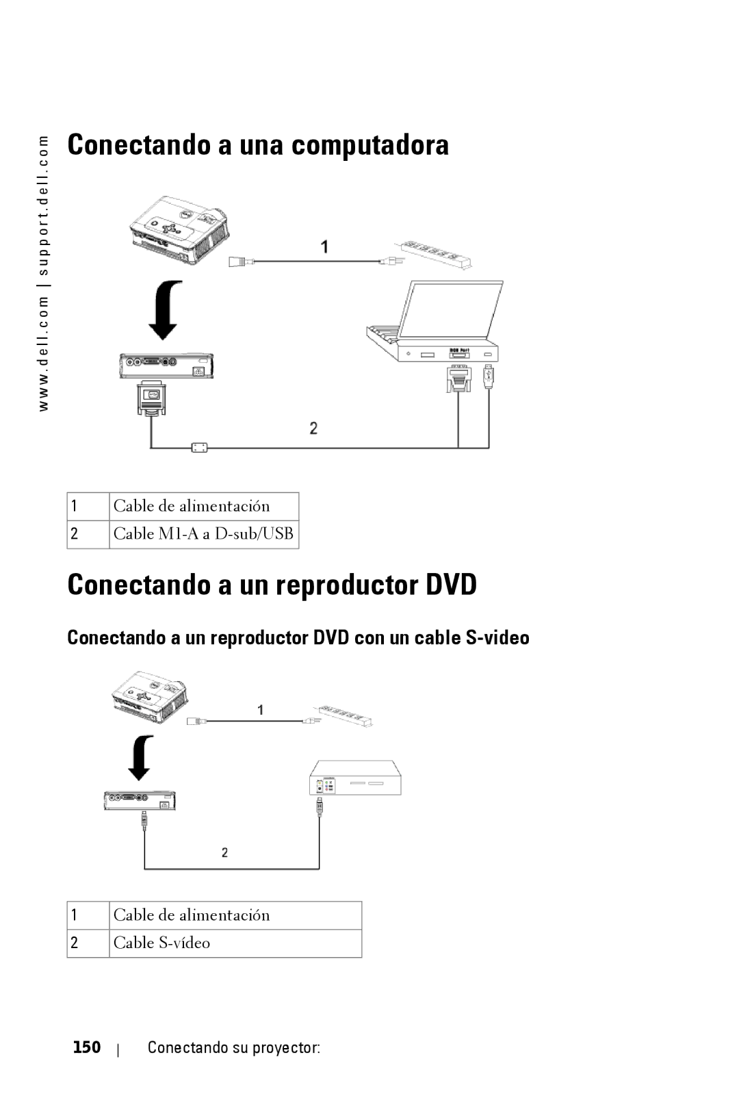 Dell 3400MP owner manual Conectando a una computadora, Conectando a un reproductor DVD, Conectando su proyector 