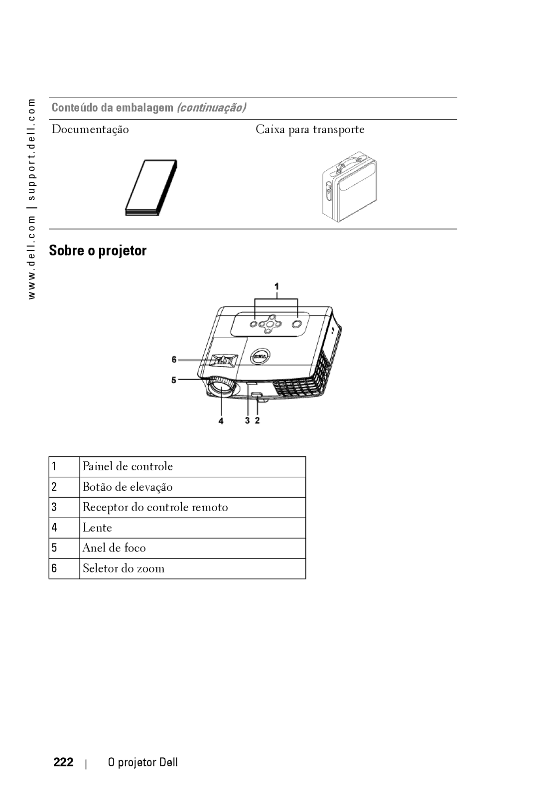 Dell 3400MP owner manual Sobre o projetor, Projetor Dell 