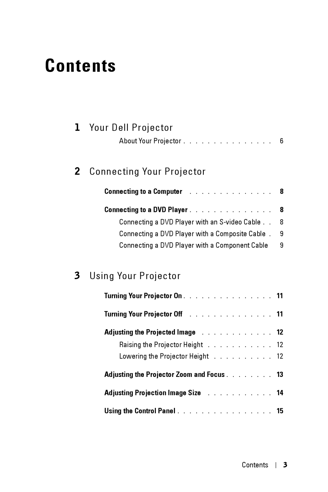 Dell 3400MP owner manual Contents 