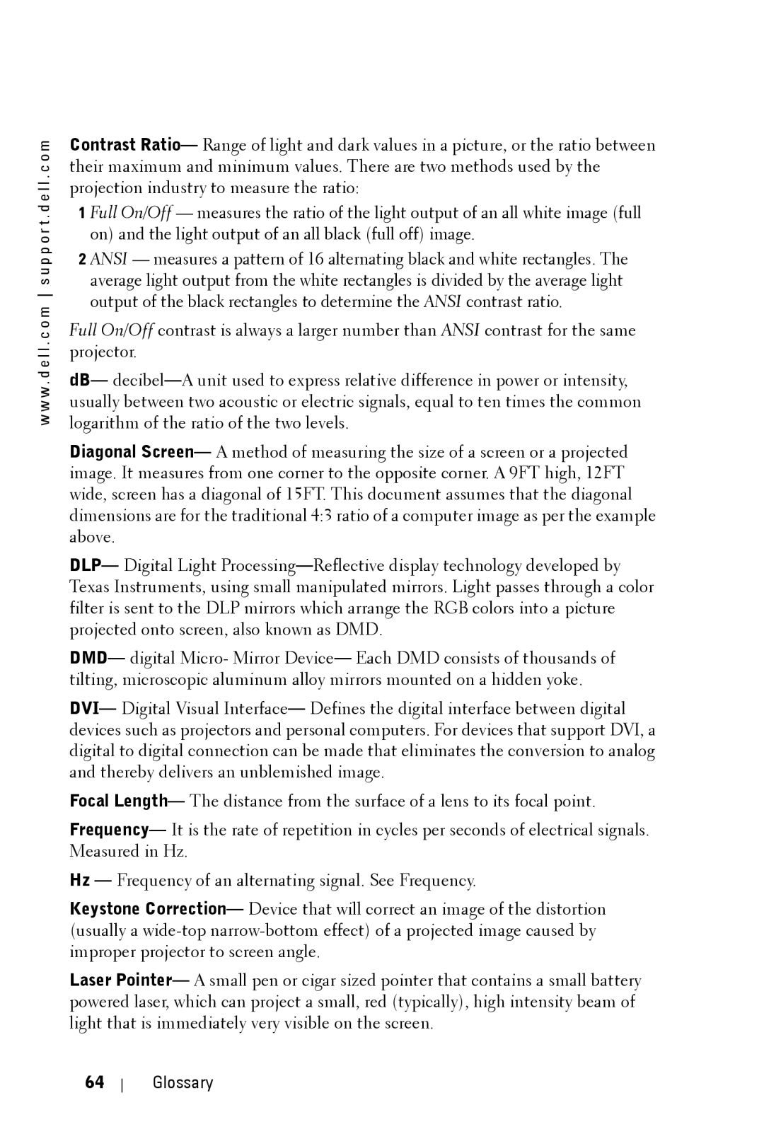 Dell 3400MP owner manual Glossary 