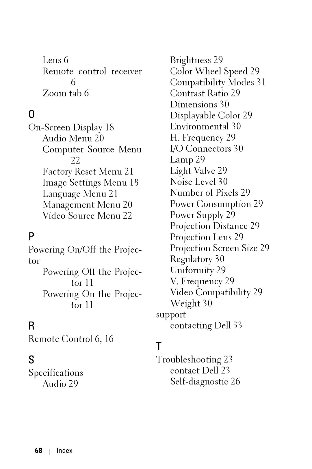 Dell 3400MP owner manual Index 