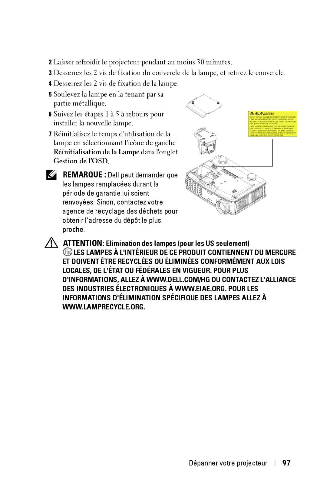 Dell 3400MP owner manual Dépanner votre projecteur 