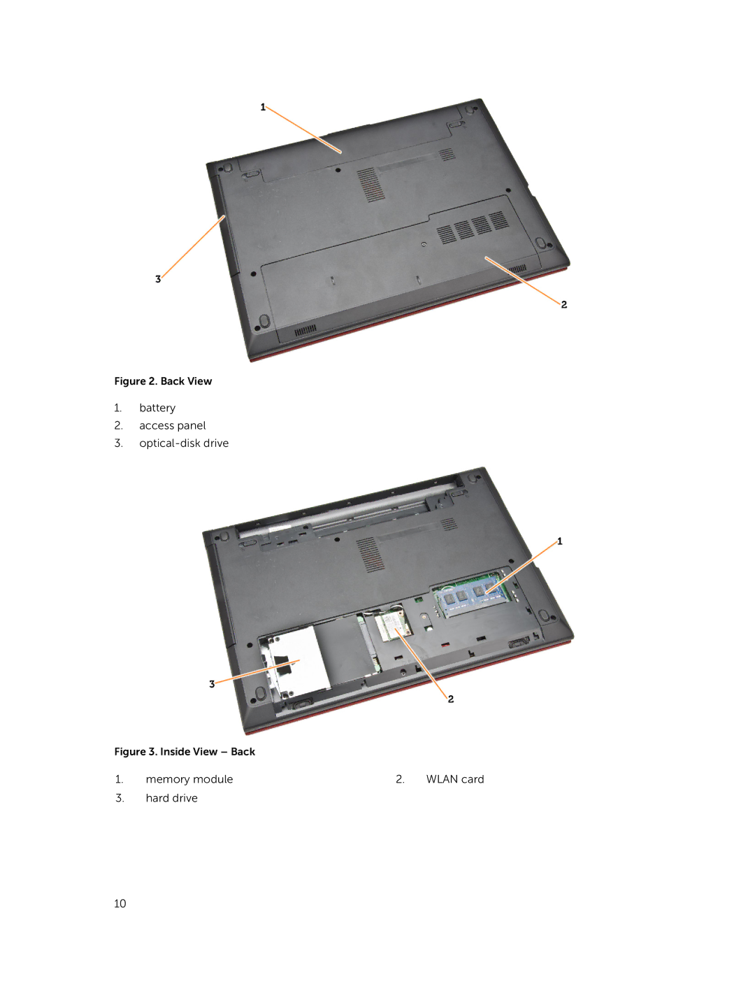 Dell 3445 owner manual Battery Access panel Optical-disk drive 