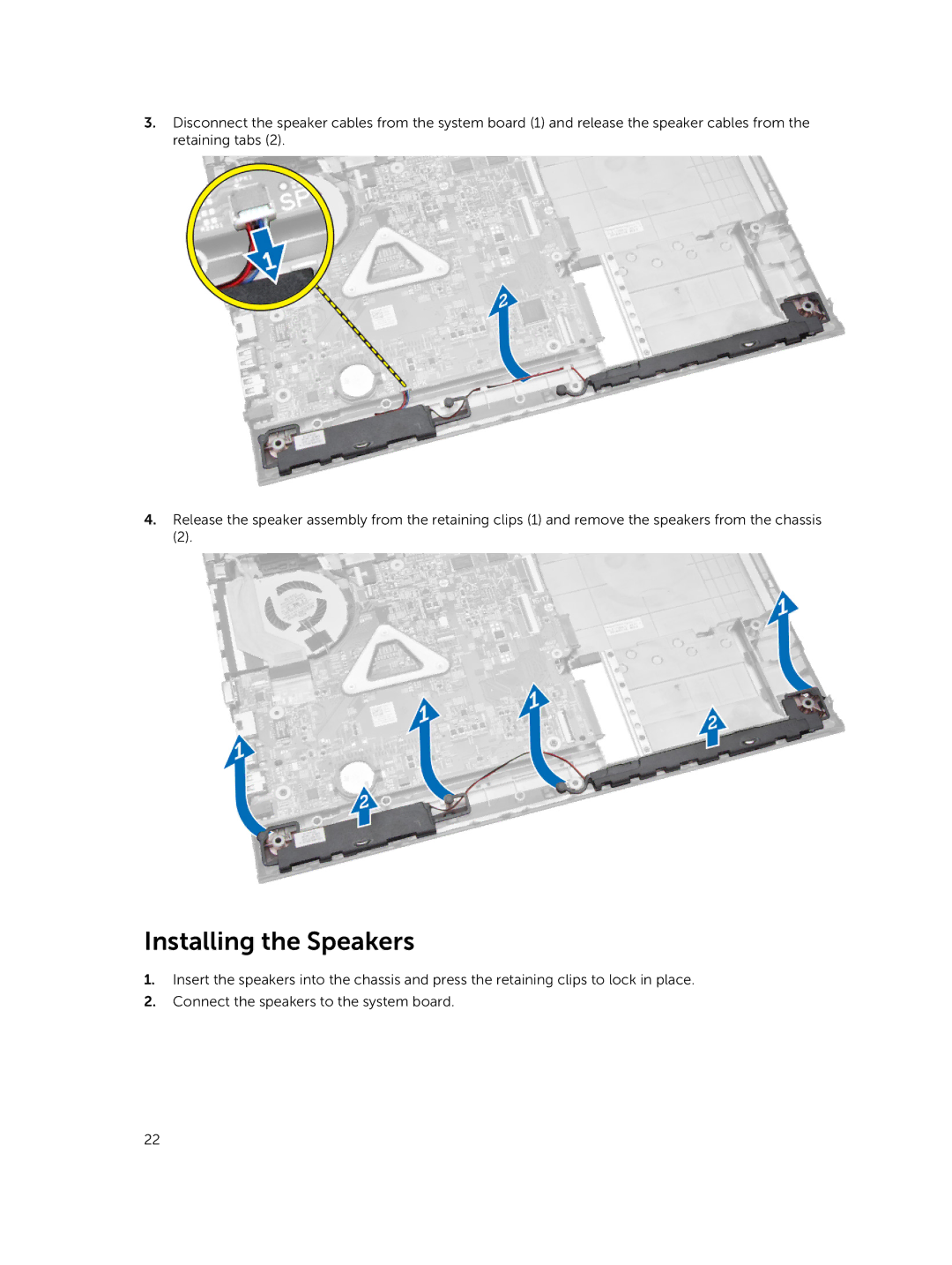 Dell 3445 owner manual Installing the Speakers 