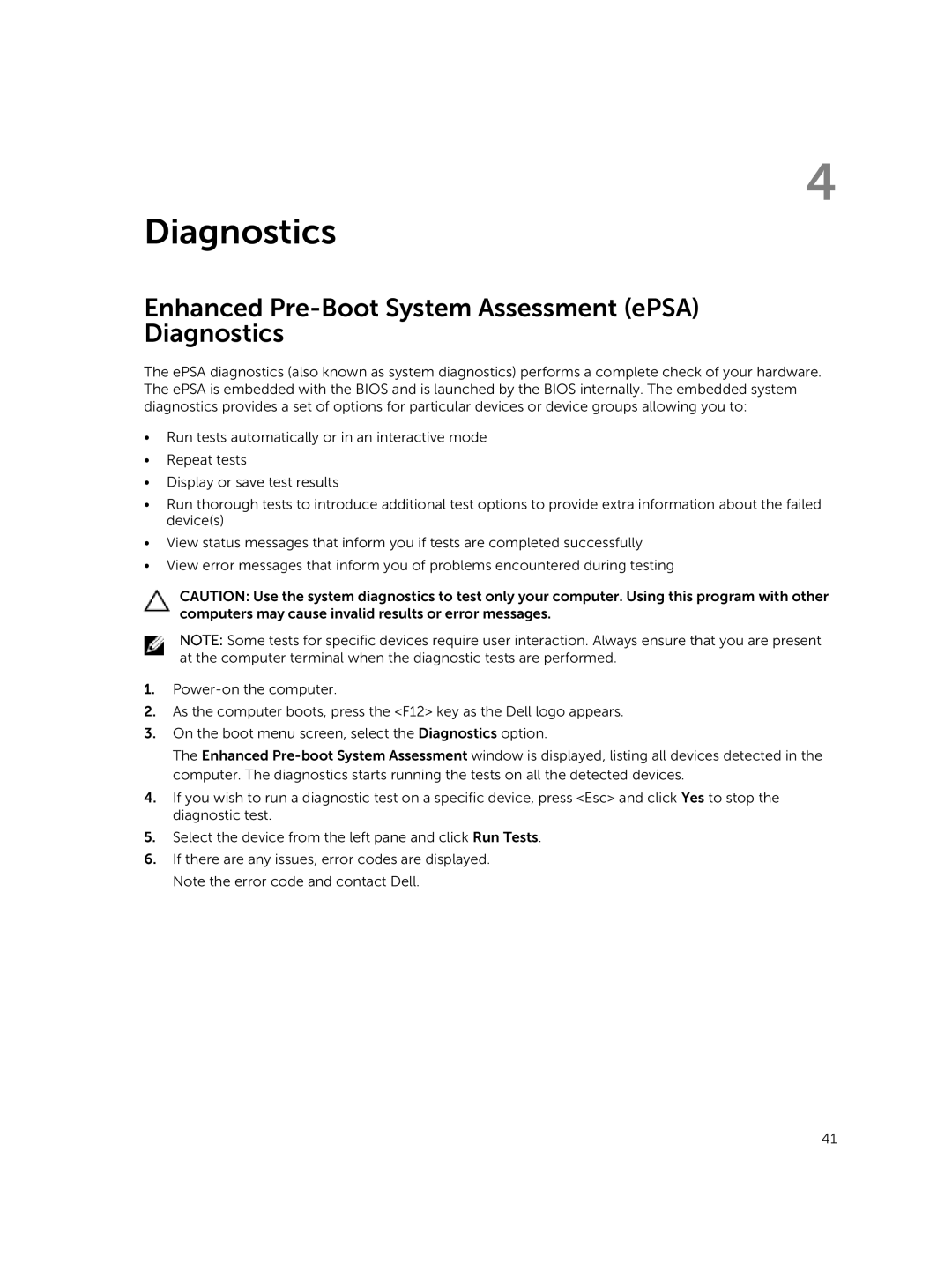 Dell 3445 owner manual Enhanced Pre-Boot System Assessment ePSA Diagnostics 