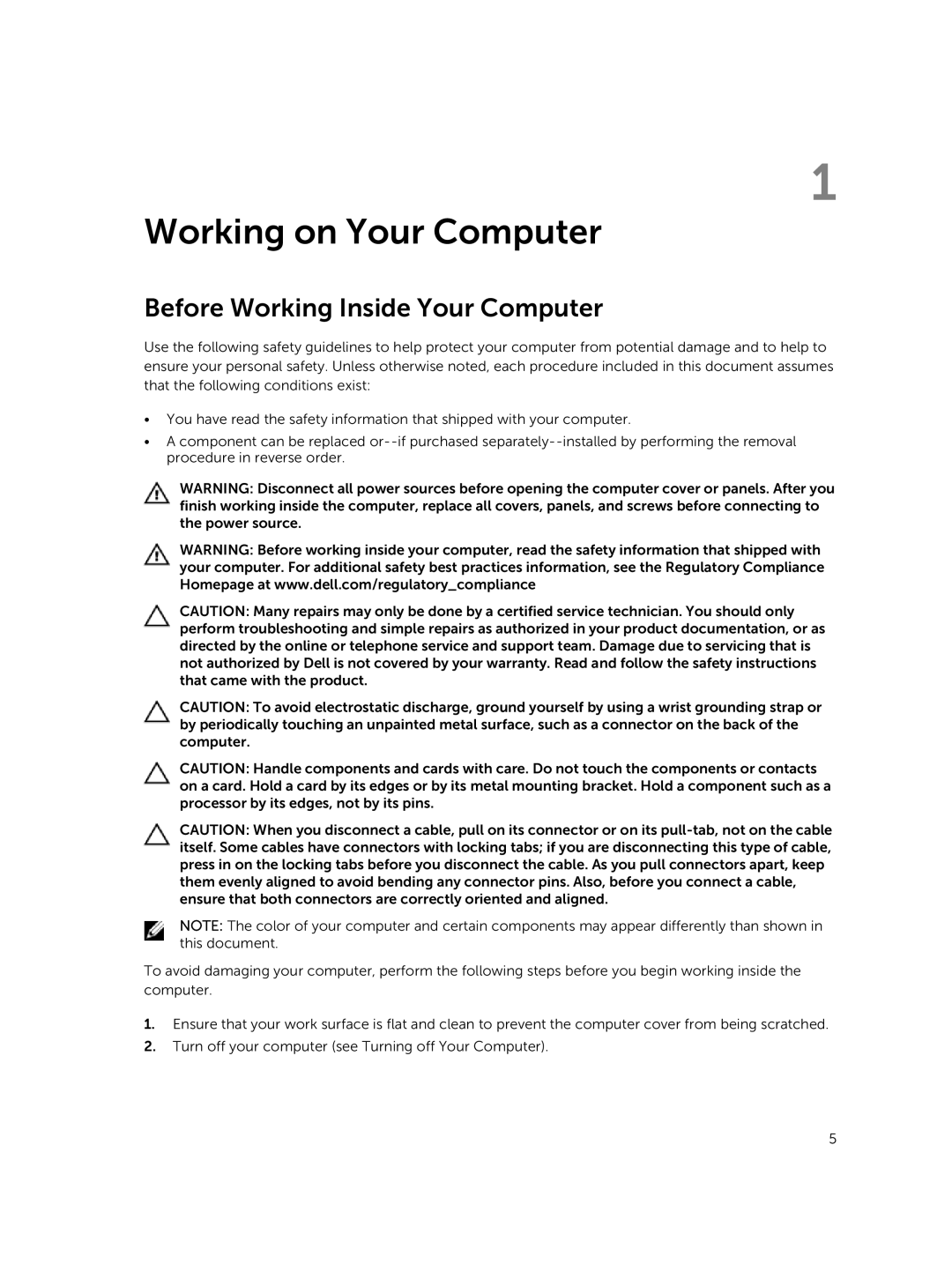 Dell 3445 owner manual Working on Your Computer, Before Working Inside Your Computer 