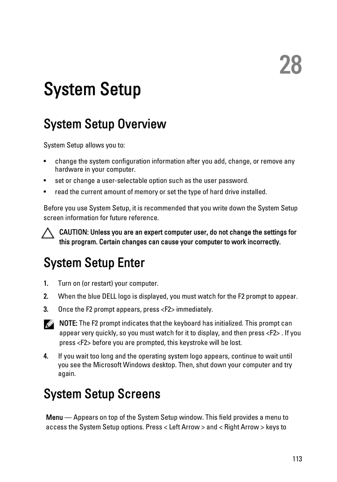 Dell 3450 owner manual System Setup Overview, System Setup Enter, System Setup Screens 