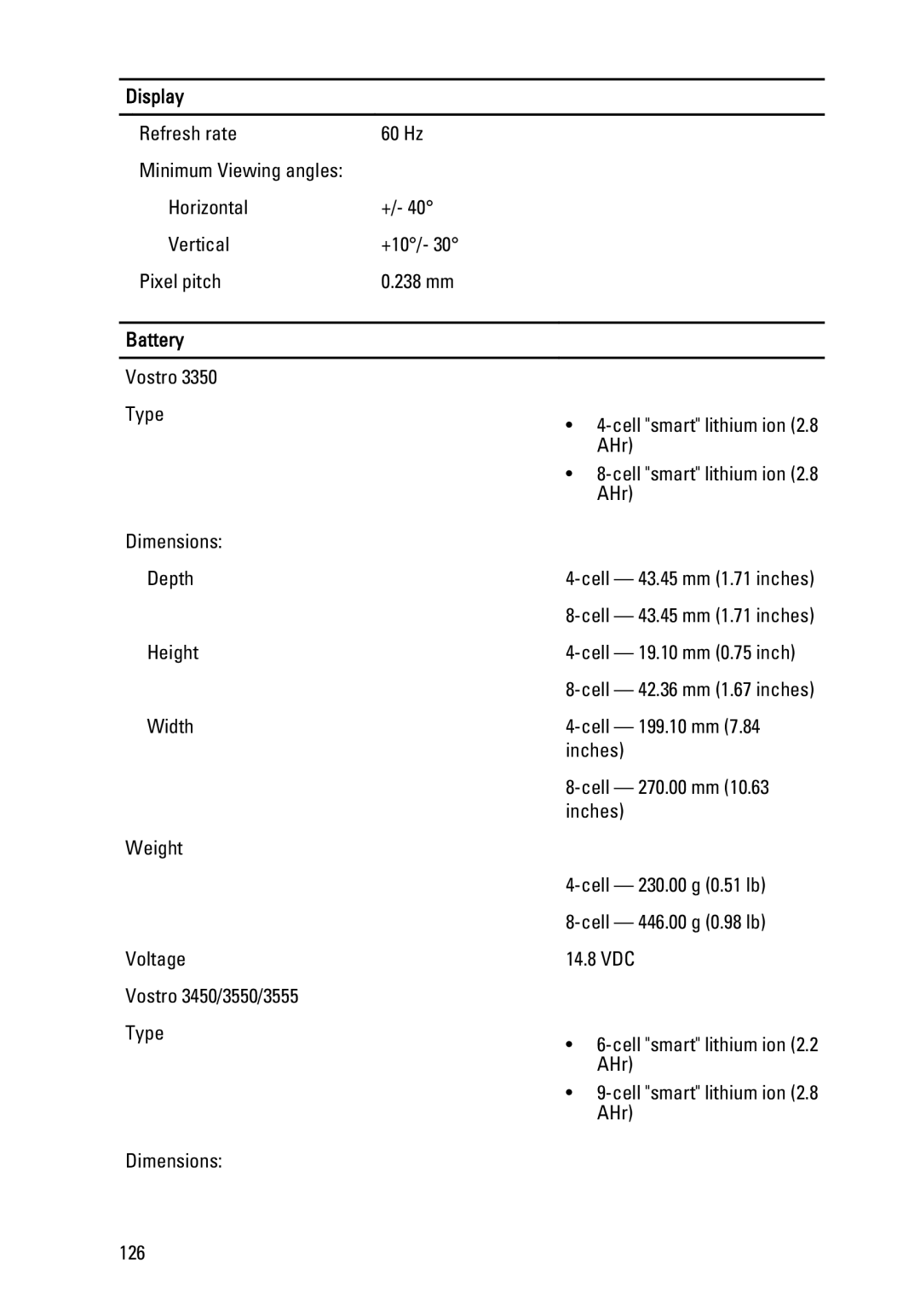 Dell 3450 owner manual Battery 