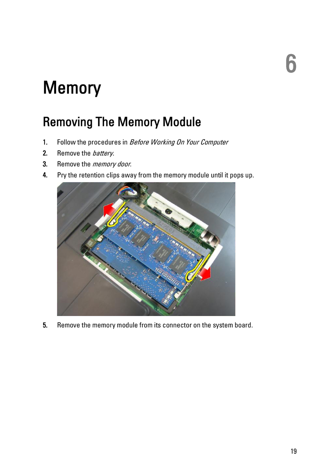 Dell 3450 owner manual Removing The Memory Module 