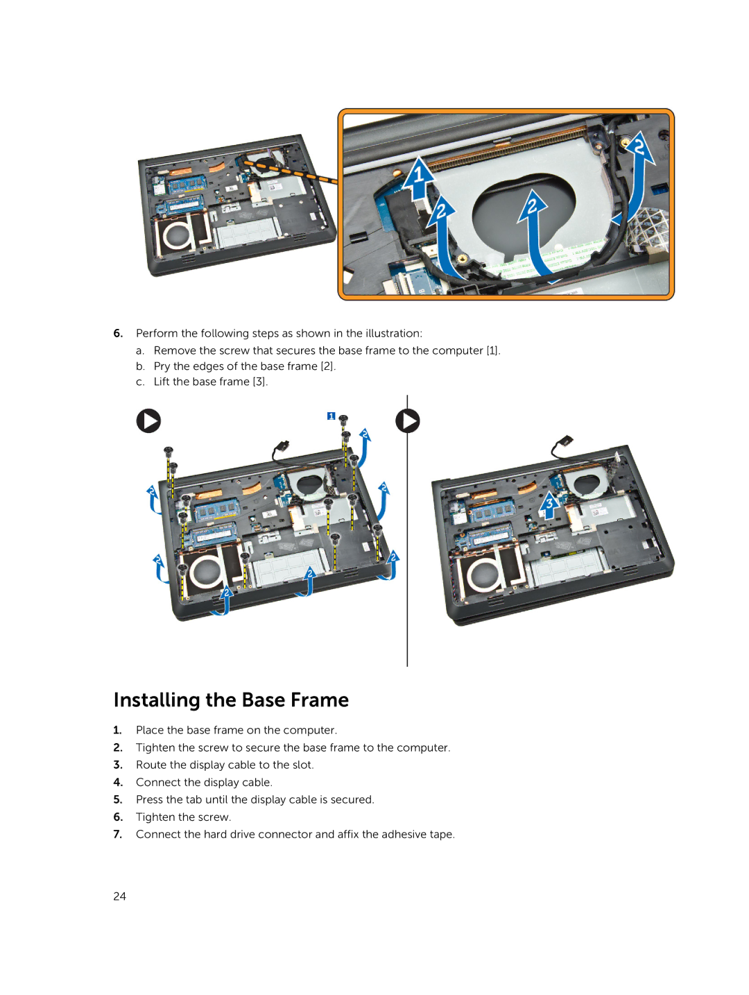 Dell 3450 owner manual Installing the Base Frame 