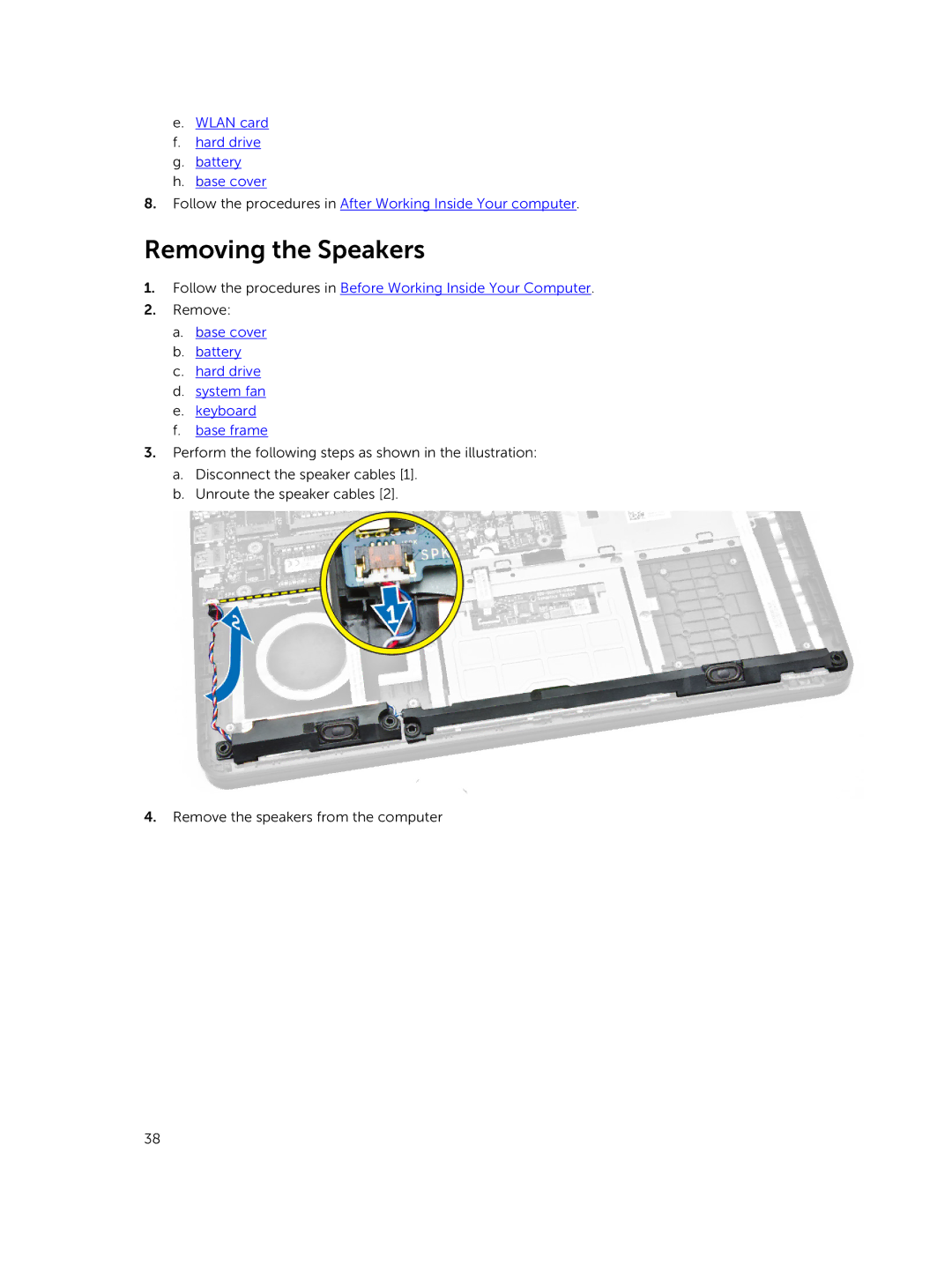 Dell 3450 owner manual Removing the Speakers 