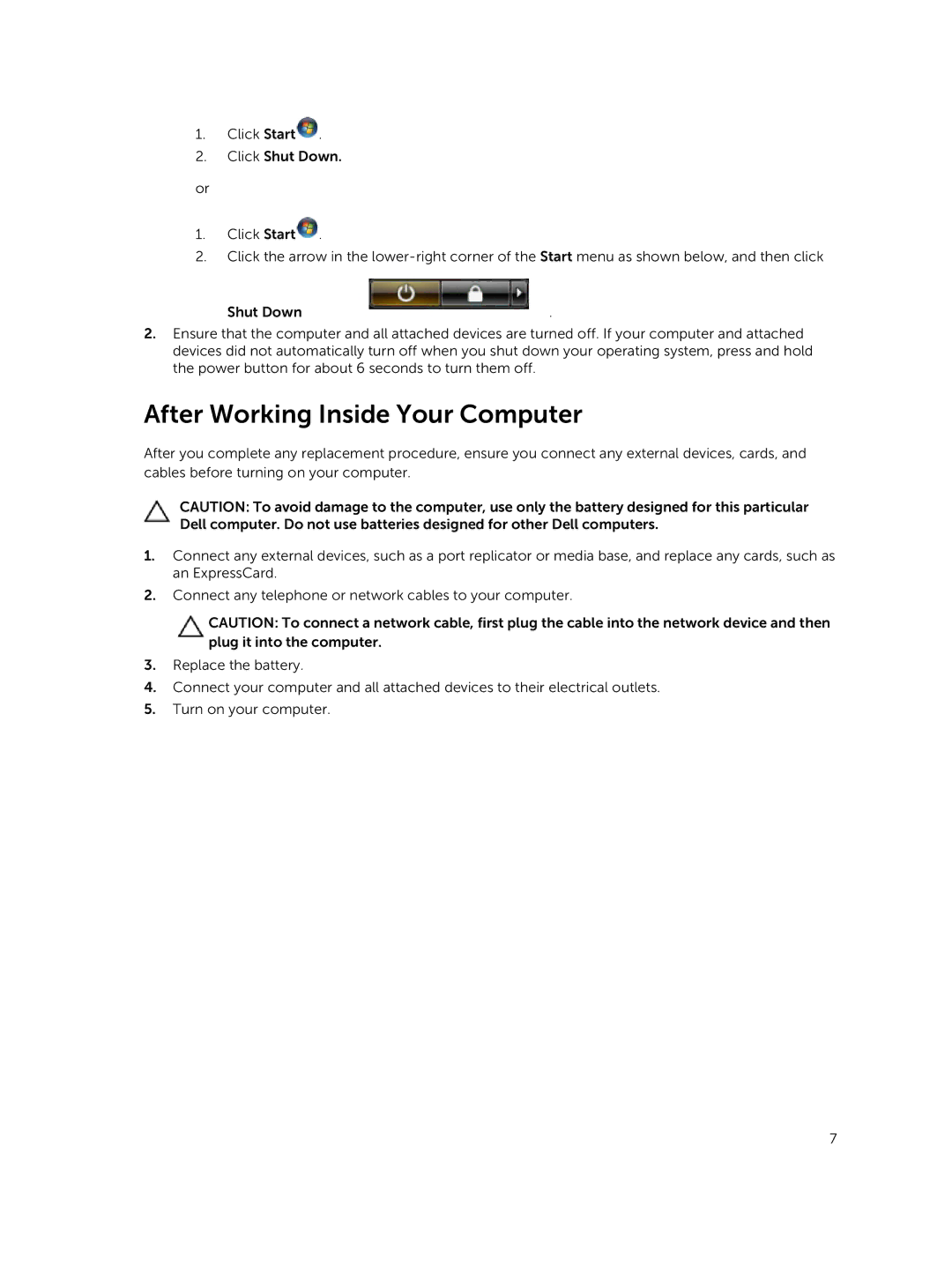 Dell 3450 owner manual After Working Inside Your Computer 