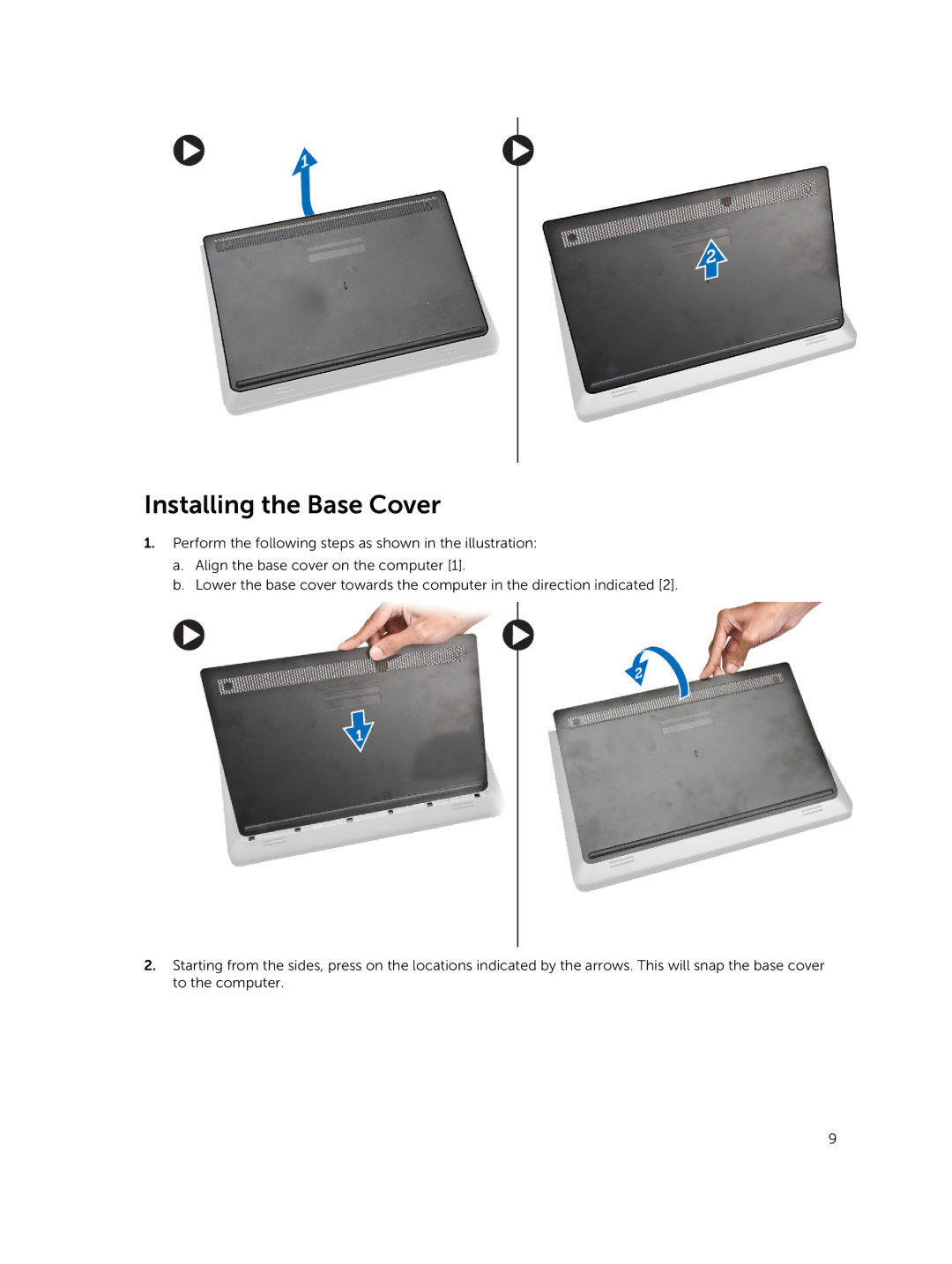 Dell 3450 owner manual Installing the Base Cover 