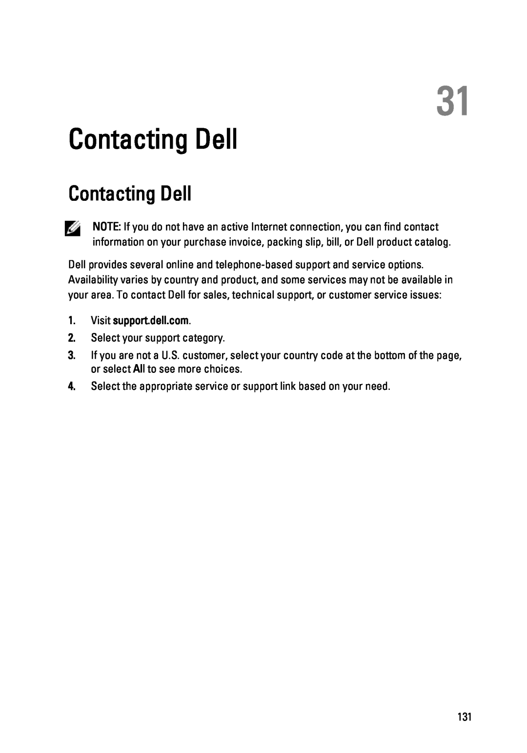 Dell 3450 owner manual Contacting Dell 
