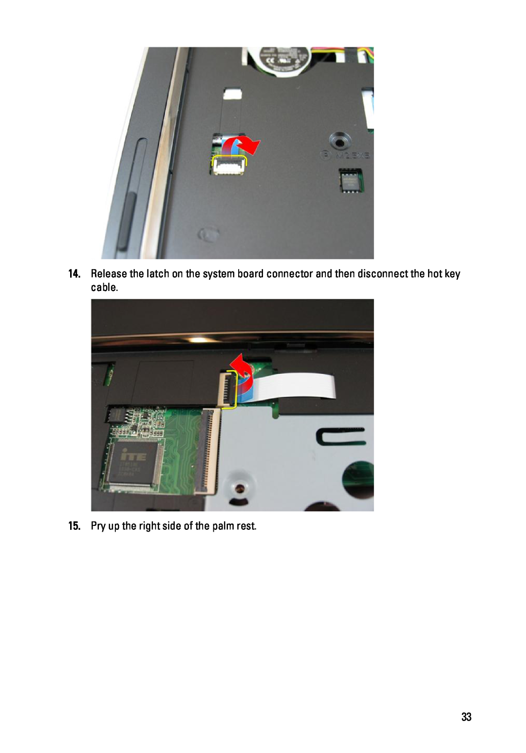Dell 3450 owner manual Pry up the right side of the palm rest 