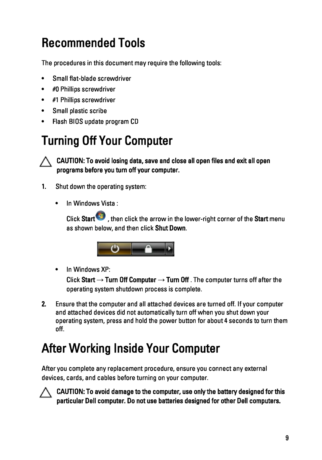Dell 3450 owner manual Recommended Tools, Turning Off Your Computer, After Working Inside Your Computer 