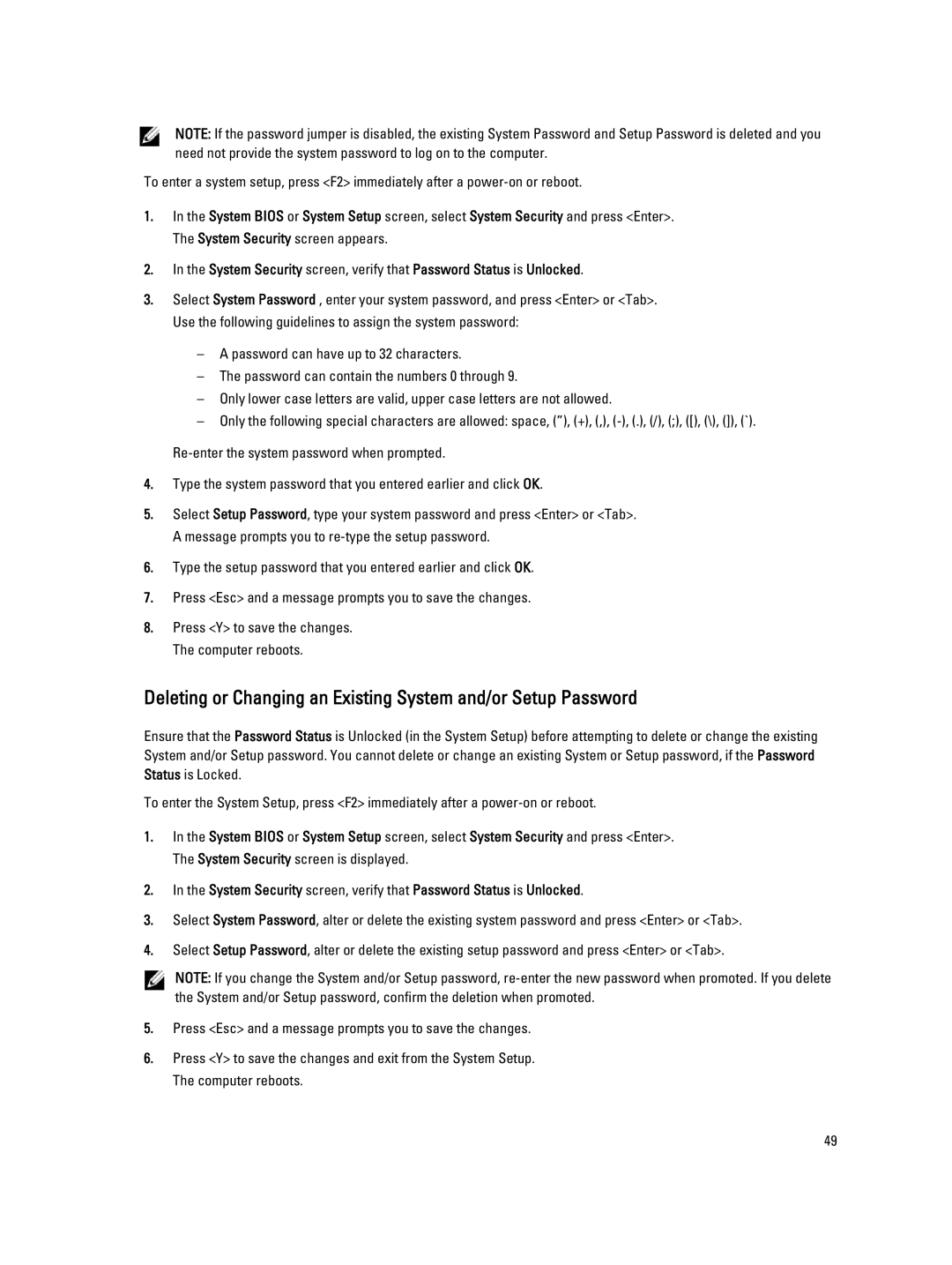 Dell 3460 owner manual Press Y to save the changes. The computer reboots 