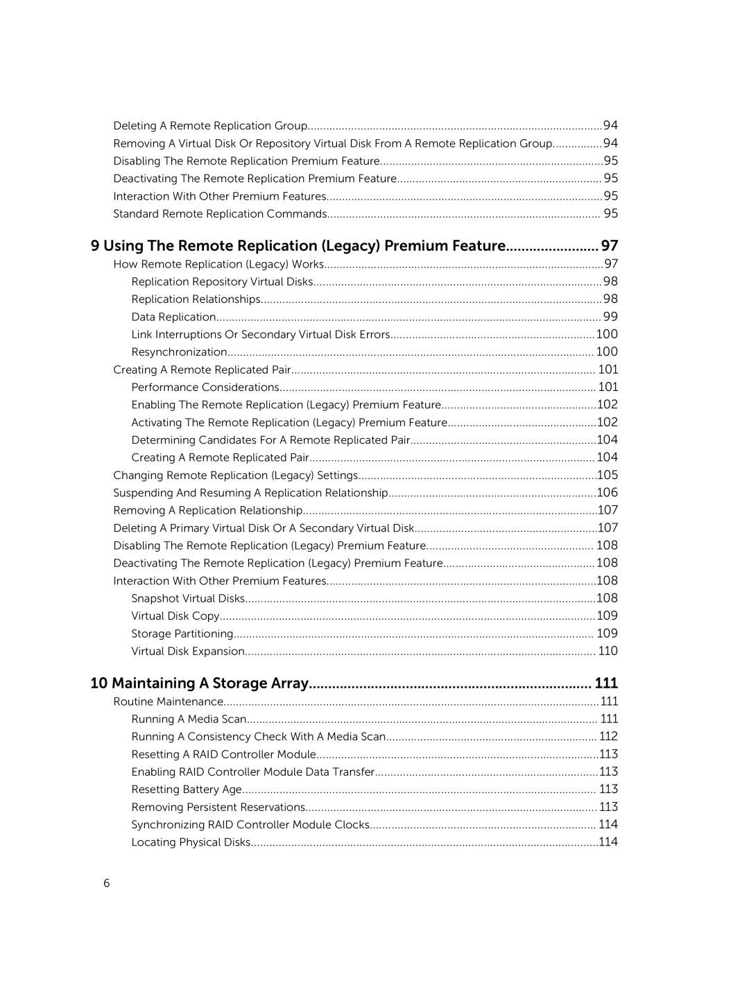 Dell 32XX, 34XX, 38XX, 36XX manual Using The Remote Replication Legacy Premium Feature, Maintaining a Storage Array 