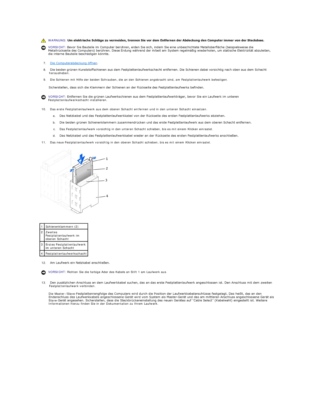 Dell 350 manual Die Computerabdeckung öffnen 