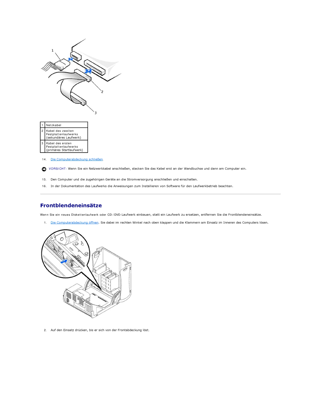 Dell 350 manual Frontblendeneinsätze 