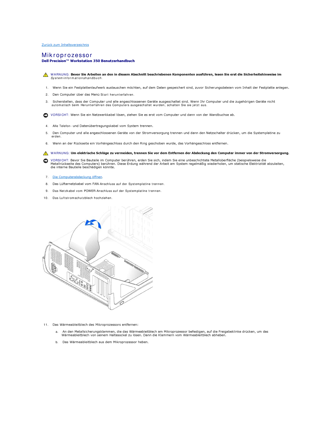 Dell 350 manual Mikroprozessor 