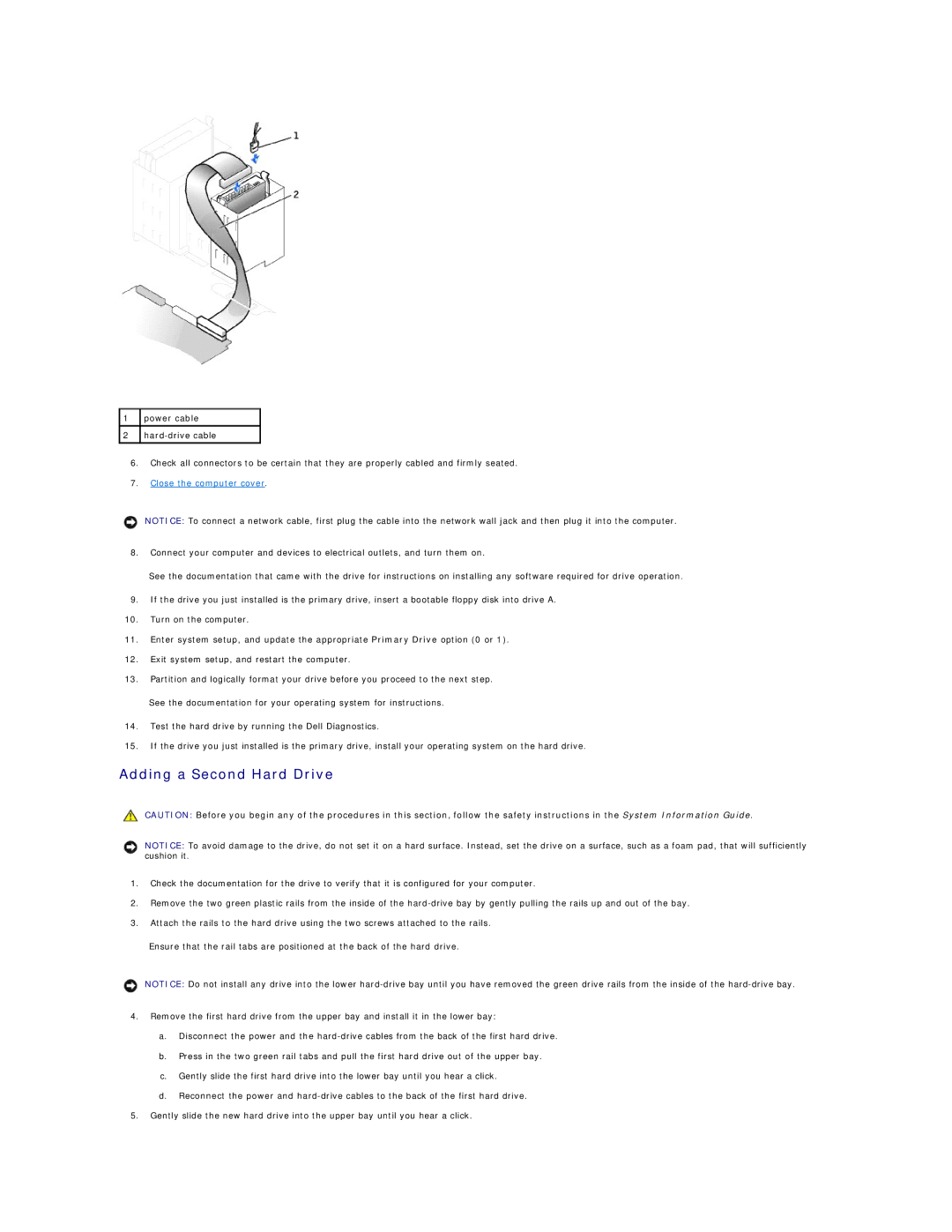 Dell 350 manual Adding a Second Hard Drive 