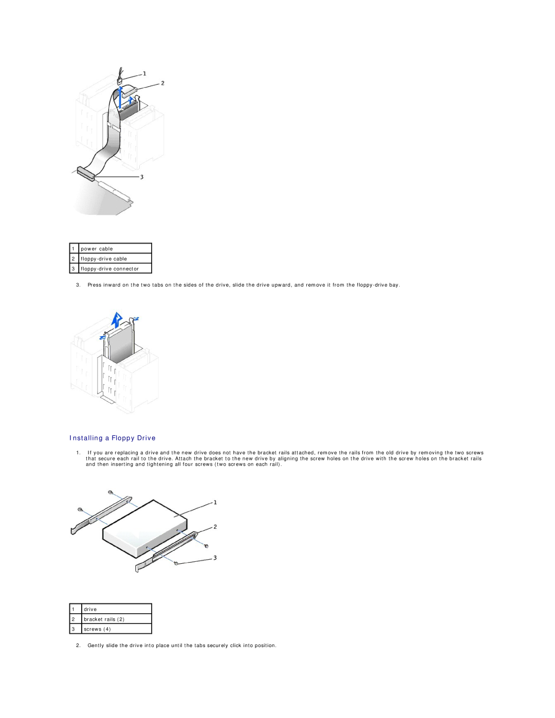 Dell 350 manual Installing a Floppy Drive 