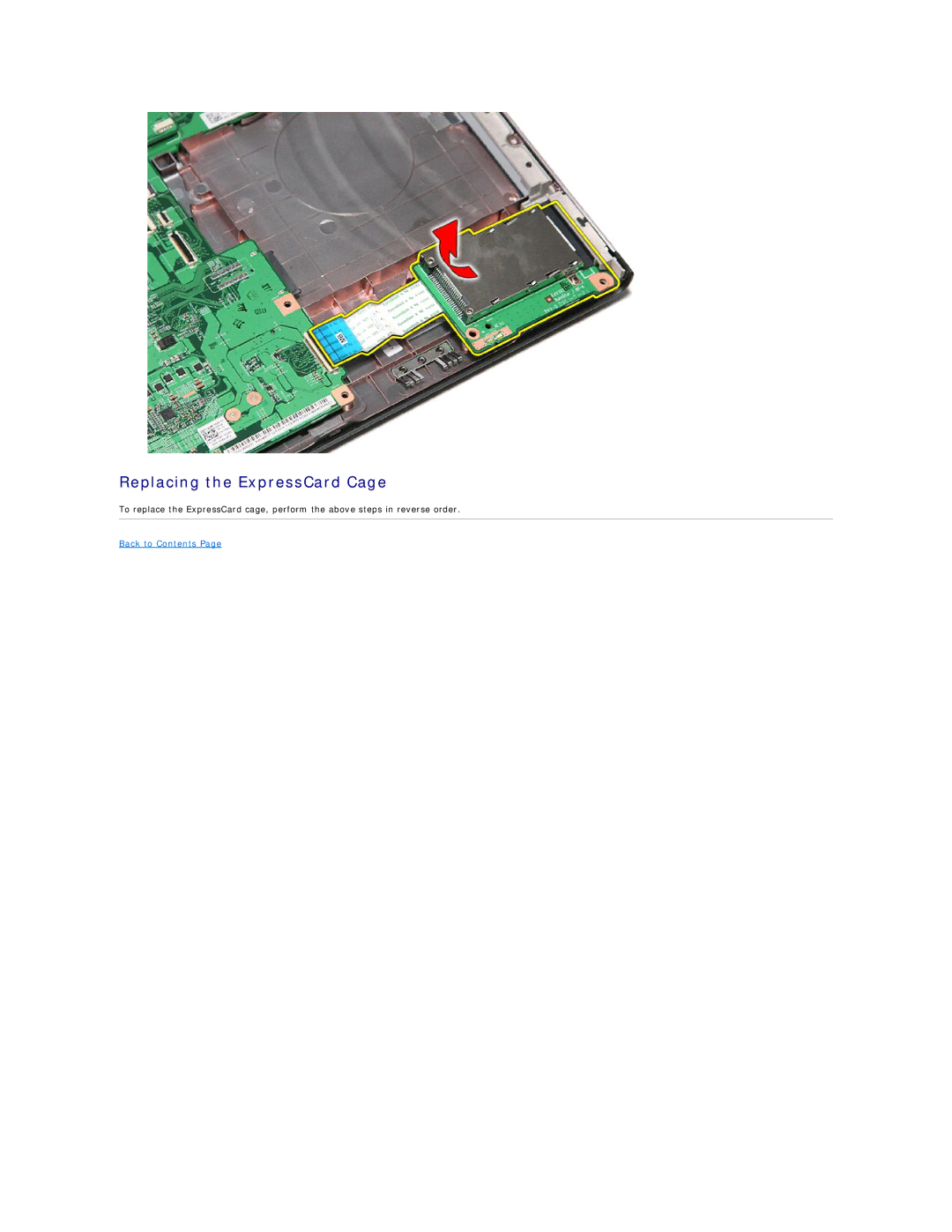 Dell 3500 specifications Replacing the ExpressCard Cage 