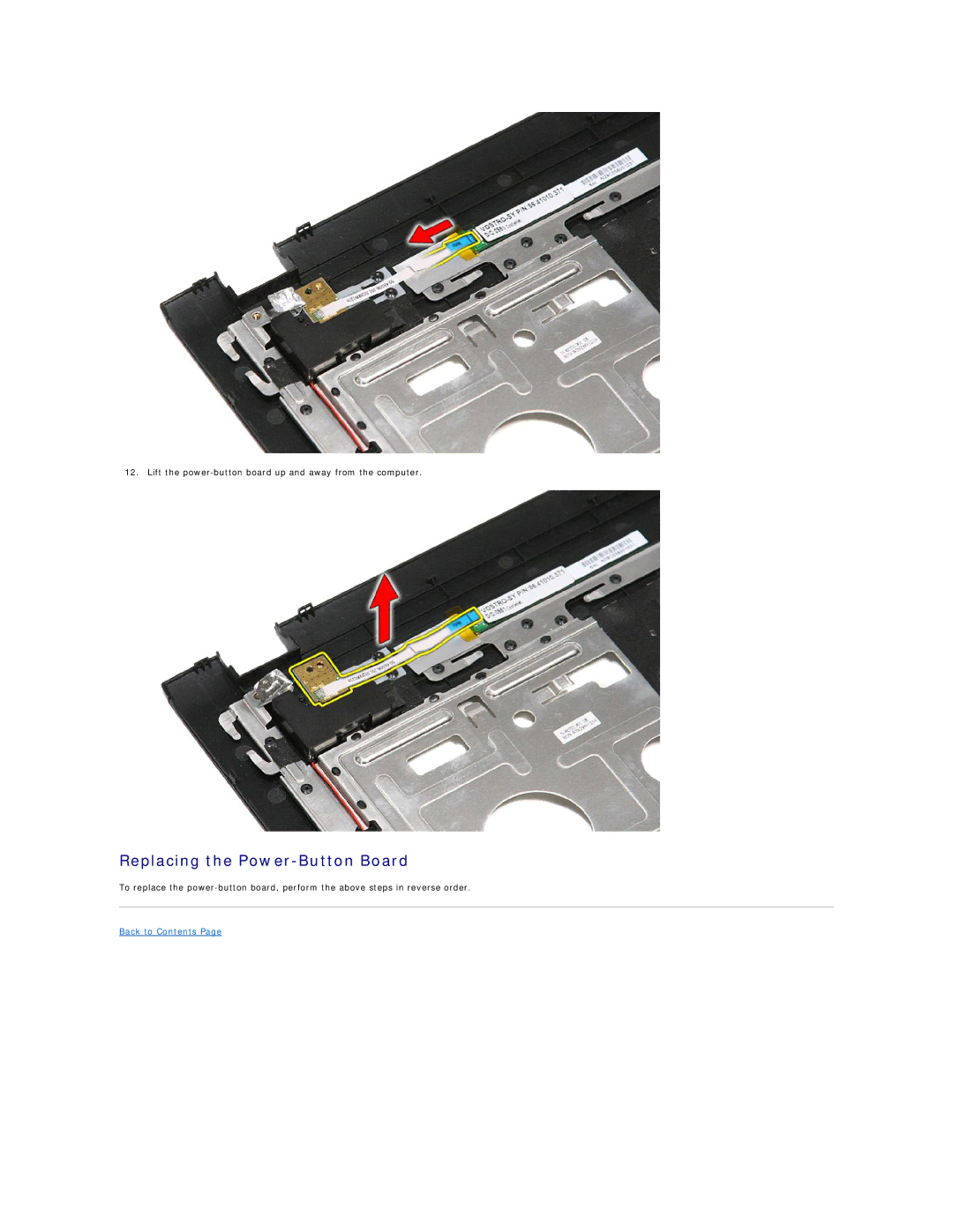 Dell 3500 specifications Replacing the Power-Button Board 