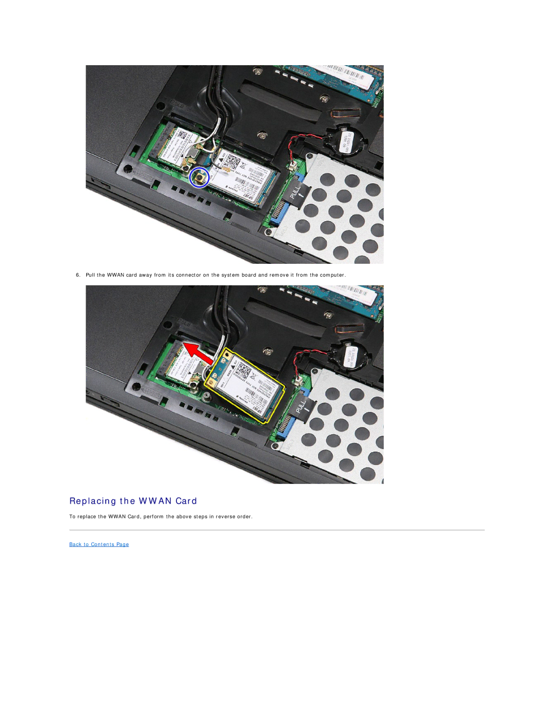 Dell 3500 specifications Replacing the Wwan Card 