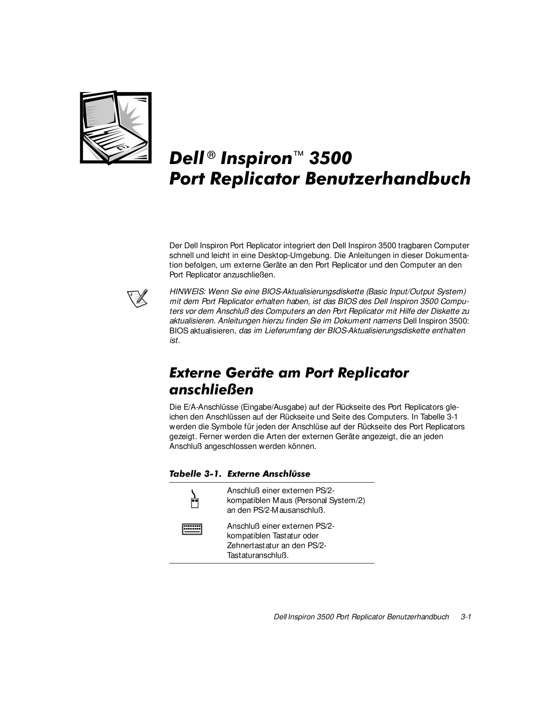 Dell 3500 manual 3RUW5HSOLFDWRU%HQXWHUKDQGEXFK, Dqvfkolh‰Hq 