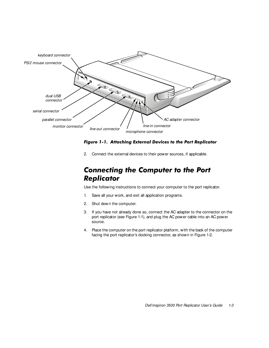 Dell 3500 manual RQQHFWLQJWKH&RPSXWHUWRWKH3RUW 5HSOLFDWRU 