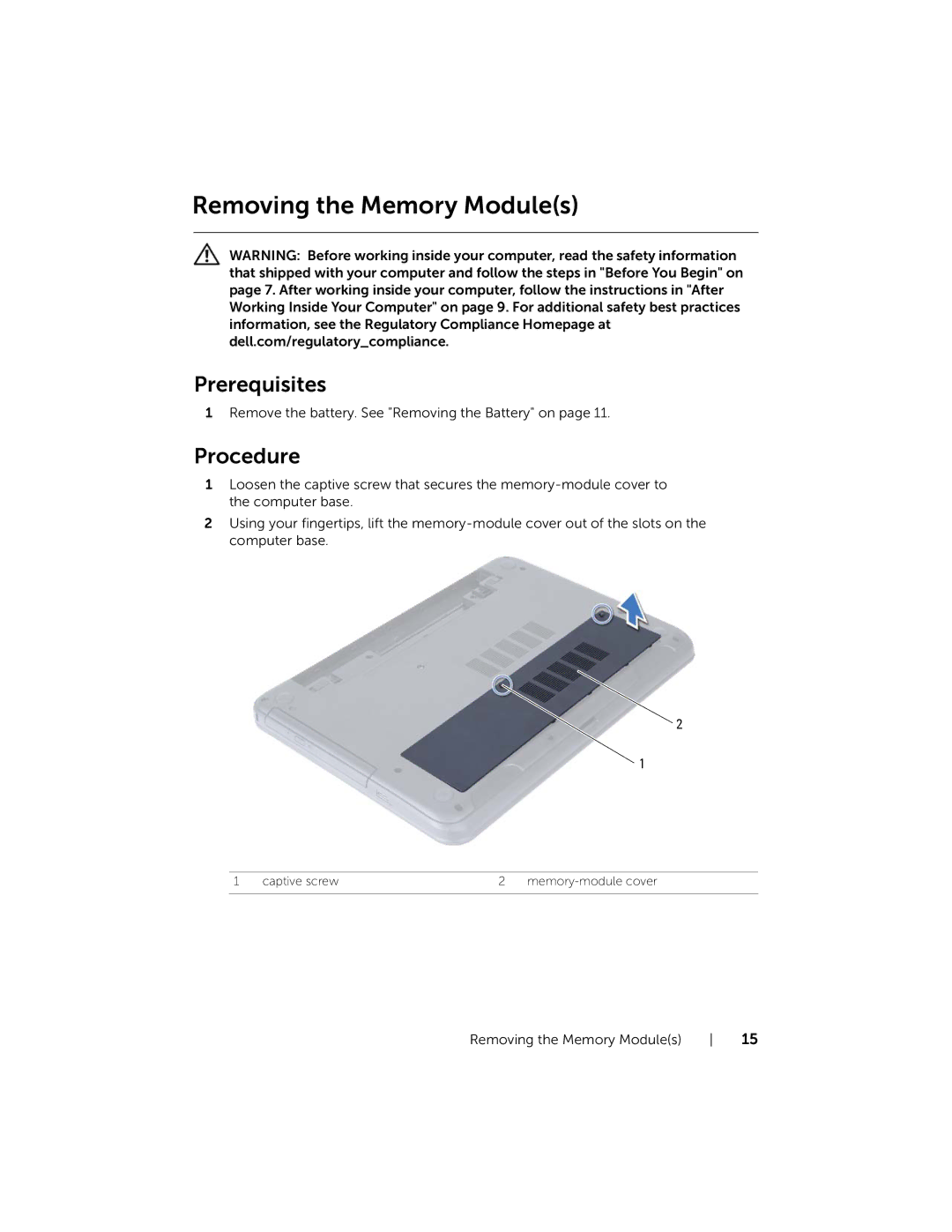 Dell 5521, 3521 manual Removing the Memory Modules 