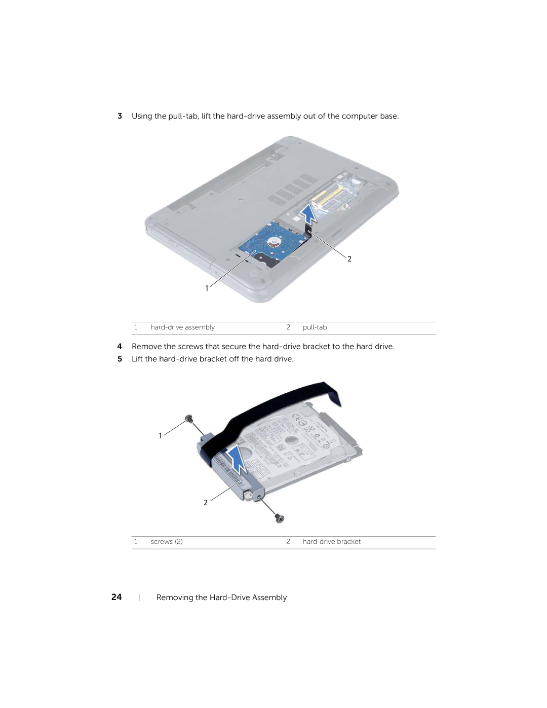 Dell 3521, 5521 manual Hard-drive assembly Pull-tab 