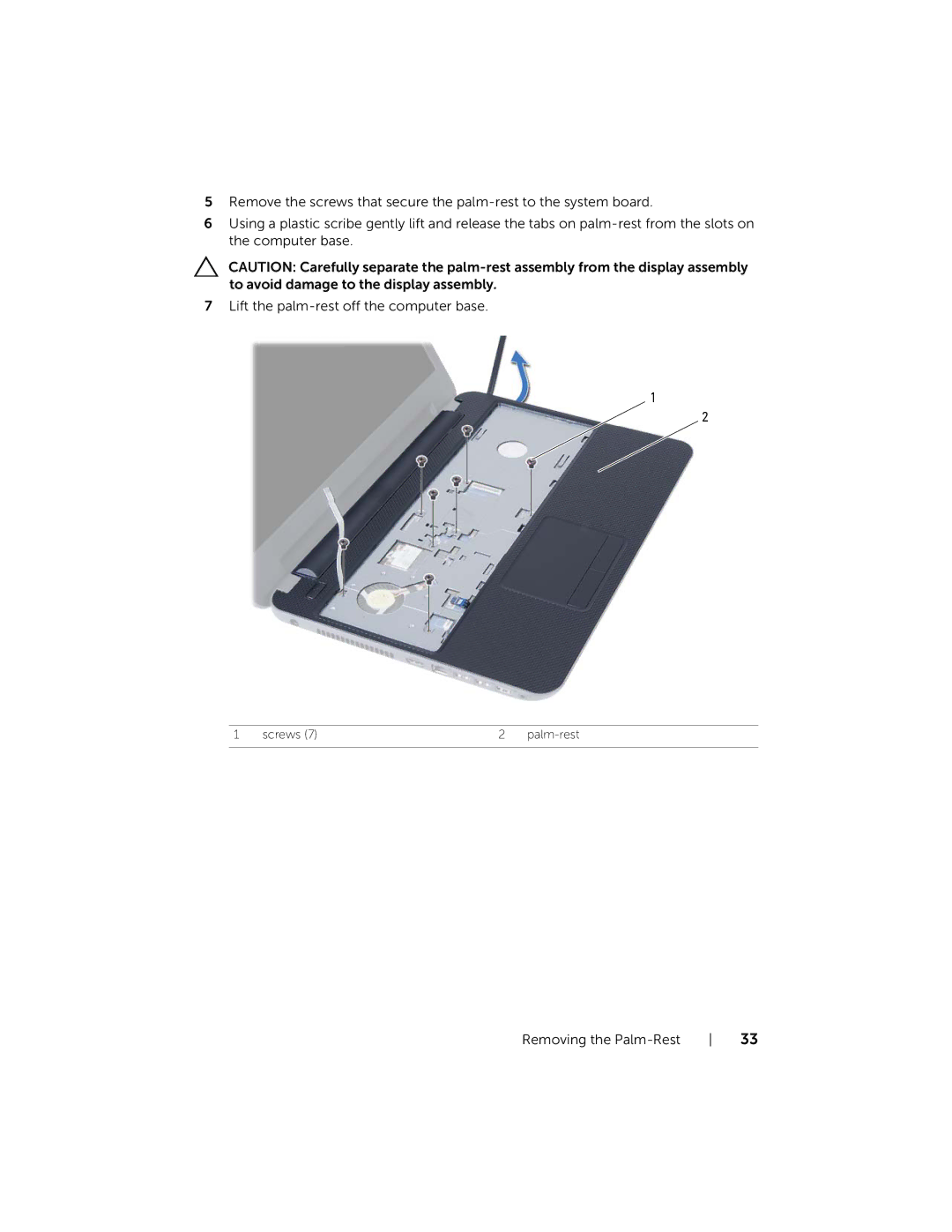 Dell 5521, 3521 manual Screws Palm-rest 