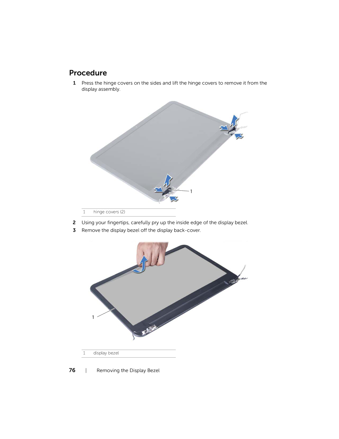 Dell 3521, 5521 manual Hinge covers 