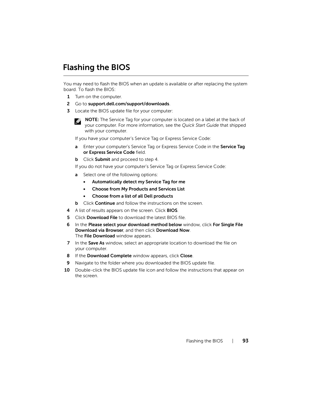 Dell 5521, 3521 manual Flashing the Bios 