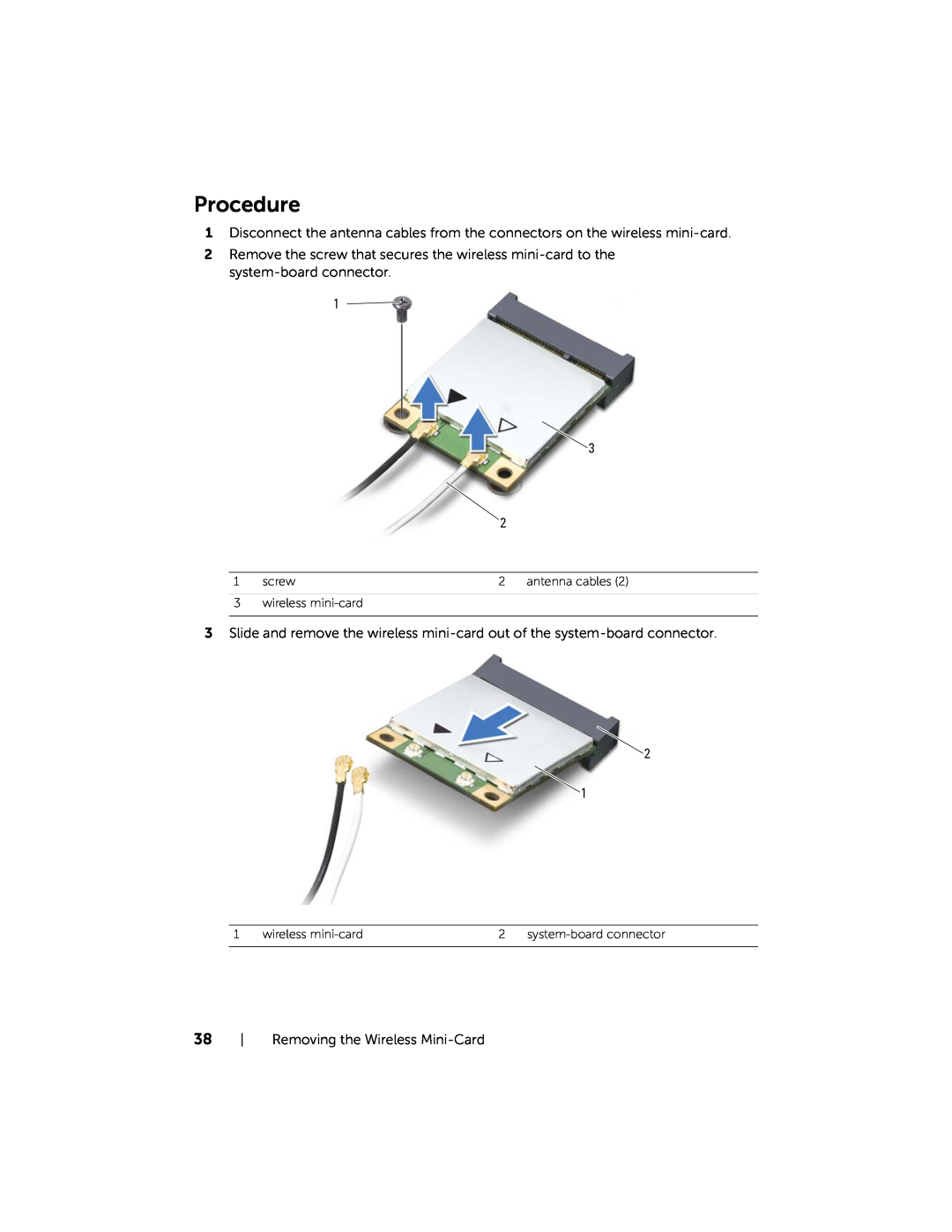 Dell 3521, 5521 manual Procedure, Removing the Wireless Mini-Card 