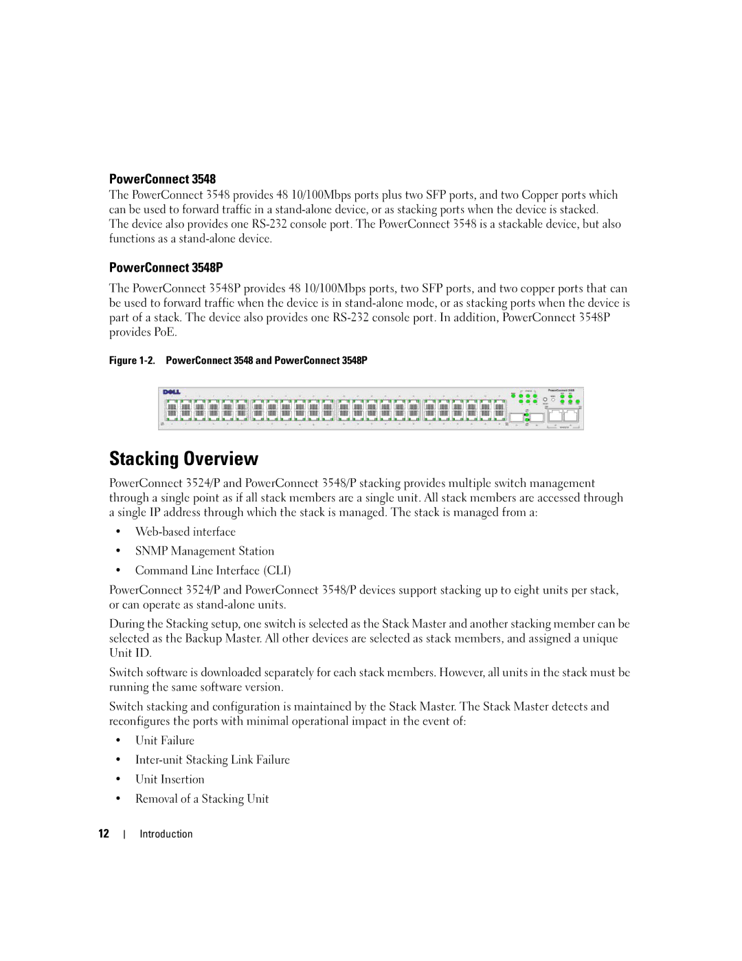 Dell manual Stacking Overview, PowerConnect 3548P 