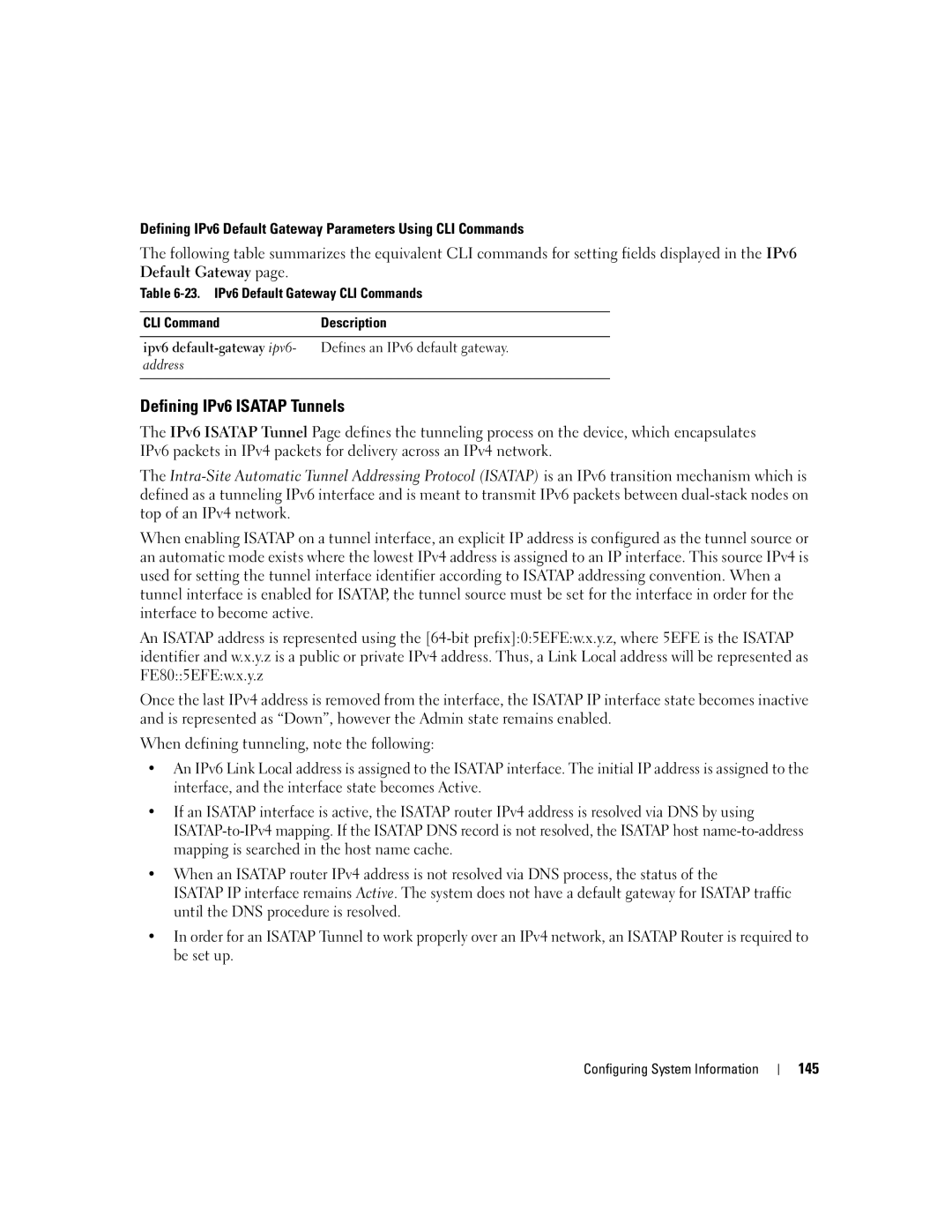 Dell 3548 manual Defining IPv6 Isatap Tunnels 